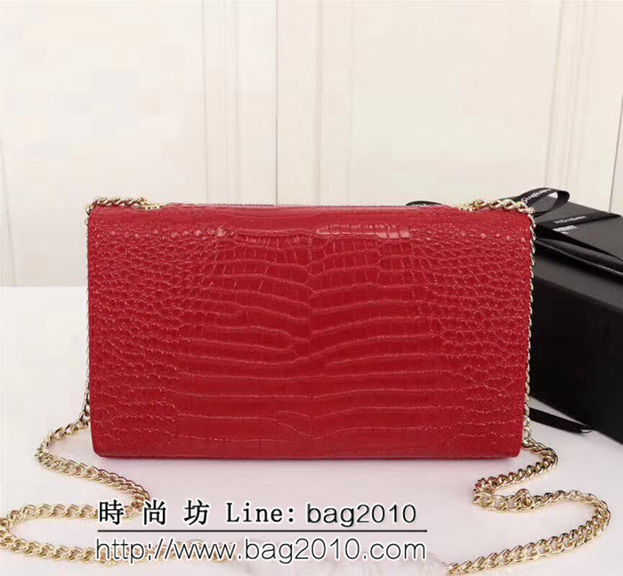 YSL聖羅蘭 經典金扣 鱷魚紋牛皮 時尚流蘇包 26700 YAS1123